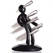 The Ex 5-Piece Knife Set with Unique Black Holder Designed By Raffaele Iannello