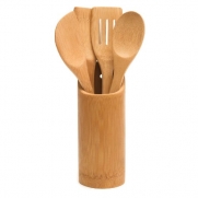 Lipper International 8828 Kitchen Tool Holder with 4 Tools, Bamboo
