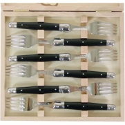 Black Handled Laguiole Verdier Heavy Duty Boxed Set of 6 Forks