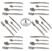Original French LAGUIOLE® Dubost - Complete 24 pcs Flatware Set - In All Heavier 25/10 Stainless Steel - Sharp 2.5 mm Blade (Full Family Quality Dinner Table Inox Cutlery Setting for 6 People - Direct From France)