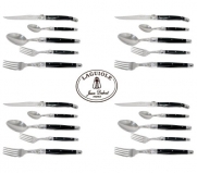 French LAGUIOLE® Dubost - Complete 20 pcs Flatware Set - Black Color - In 15/10 Stainless Steel (Authentic Original Laguiole Dark Colour Full Cutlery Setting for 4 People - Direct From France)