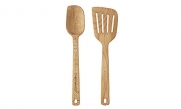 Calphalon Wood Utensils 2-pc. Spoon and Turner Set, Flat Edge Spoon Design and Angled Edge Turner