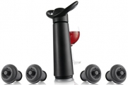 Vacu Vin Wine Saver Concerto Pump with 4 x Vacuum Bottle Stoppers - Black