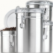 Anchor Hocking 4-Piece Stainless Steel Clamp Canister Set with Clear Lid