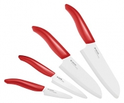 Kyocera Revolution 4-piece Ceramic Knife Set, Red