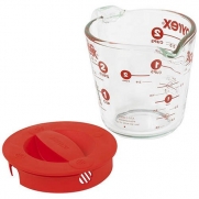 Pyrex Prepware 2-Cup Measuring Cup, Clear with Red Lid and Measurements