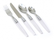 Cambridge Silversmiths Retro White 20 Piece Flatware Set with Oval Flatware Caddy, Service for 4