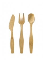 Bambu Knife, Fork and Spoon, Set of 3, Natural