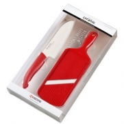 Kyocera FK140202RD 5-1/2-Inch Santoku Knife and Adjustable Slicer Set, Red