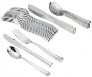 Mozaik Combo Cutlery Set, Silver (16 Forks, 8 Knives, 8 Spoons), 32-Count Cutlery (Pack of 6)