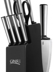 Ginsu 5250 Koden Series Serrated Stainless Steel Ever Sharp Block Cutlery Set, 10-Piece, Black