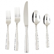 Fortessa Lucca Faceted 18/10 Stainless Steel Flatware Set, Service for 1, 5-Piece