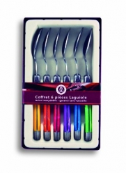 Coutellerie Tarrerias-Bonjean Set of 6 Laguiole Coffee Spoons Mixed Colours in a Box