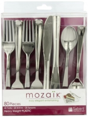 Mozaik Combo Cutlery Set, Stainless Steel Coated (40 Forks, 20 Knives, 20 Spoons), 80-Count Cutlery