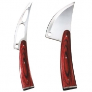 Trudeau Circo Stainless Steel Soft & Hard Cheese Knife Set w/ Pakka Wood Handles