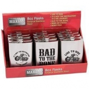 Maxam 12pc 8 oz S/S Flasks in Countertop Display (Sold by 1 pack of 12 items)