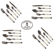 French Laguiole Dubost - Complete 20 Pcs Flatware Set - Ivory Color (Original Laguiole White Colour Full Cutlery Setting for 4 People - Direct From France)