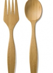 Bambu Salad Servers Fork & Spoon, Set of 2, Golden Brown