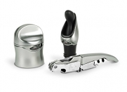 Metrokane Rabbit 3-Piece Zippity Wine Tool Kit, Silver