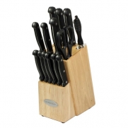 15pc Knife and Cutlery Set with Block in Natural Finish
