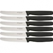 Victorinox Cutlery 6-Piece 4-1/2-Inch Wavy Edge with Round Tip Steak Knife Set, Black