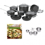 Cuisinart 66-17 Cuisinart Chefs Classic Nonstick Hard-Anodized 17-piece Cookware Set + Heavy-Duty Stainless Measuring Cup Set + Not Your Mother's Weeknight Cooking Cookbook