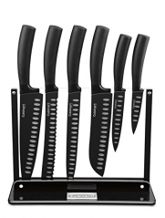 Cuisinart 7-Piece Nonstick Cutlery Knife Set with Acrylic Stand, Black