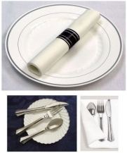 Reflections Plastic Cutlery Pre-Wraped in Linen Like Napkins 30 Per Pack