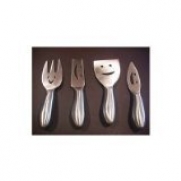 Prodyne Stainless Steel Cheese Knives, Happy Faces, Set of 4