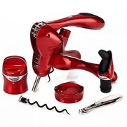 Metrokane Rabbit 6 Piece Wine Opener Tool Set - Glossy Red