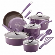 Rachael Ray 12-Piece Cucina Hard Enamel Nonstick Cookware Set, Lavender/Purple