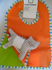 Baby Gift Set Kladd Randig Bib, Green, Orange & Leka Rattle, Cat By Ikea 2 Items Bundle